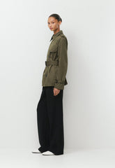 The Finch Short Trench Coat - City Twill - ATLAS OLIVE