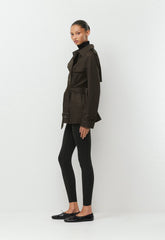 The Finch Short Trench Coat - City Twill - CACAO NIB BROWN