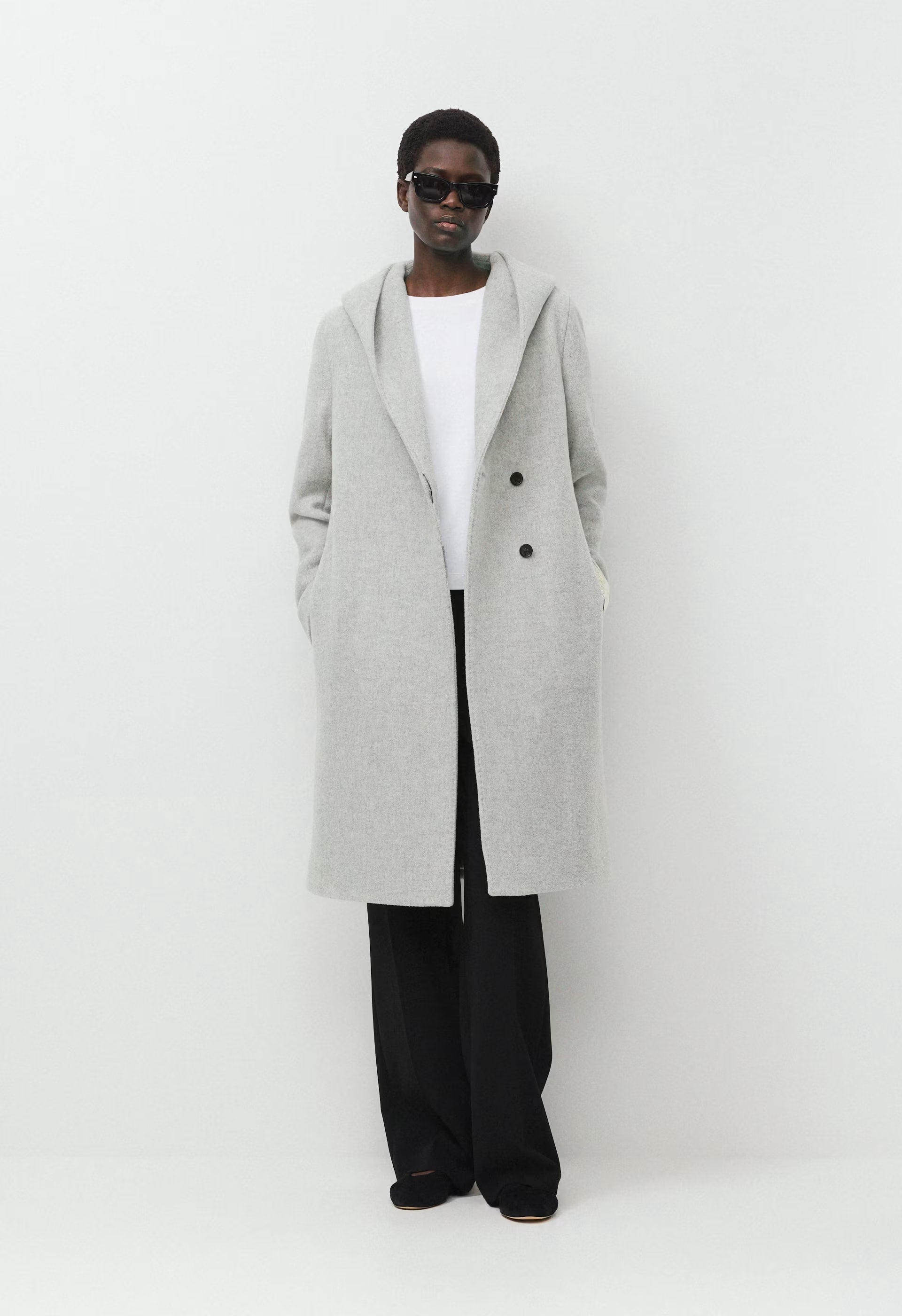 The Emilie Coat - Soft Wool Cashmere - HEATHER LIGHT GREY