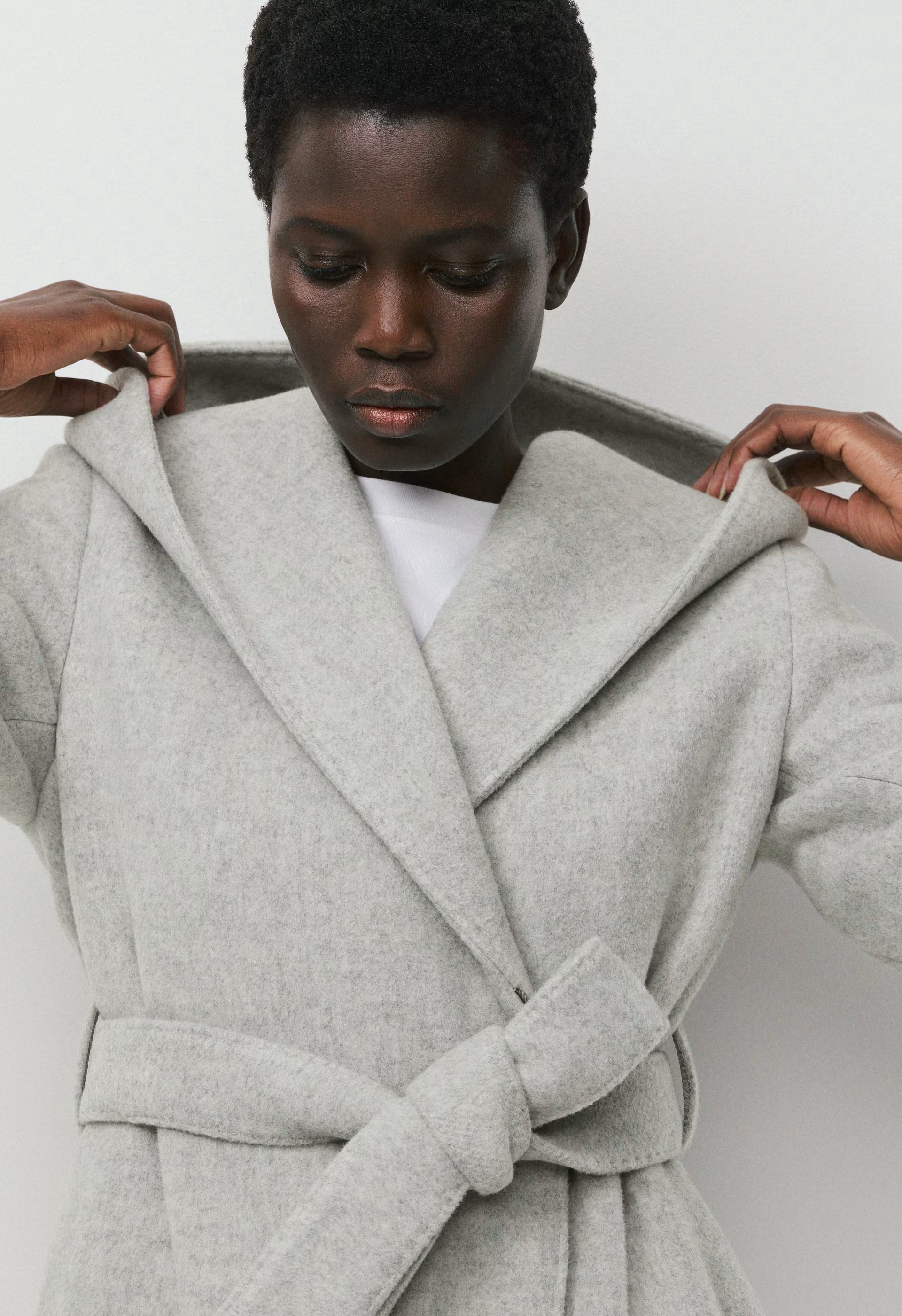 The Emilie Coat - Soft Wool Cashmere - HEATHER LIGHT GREY