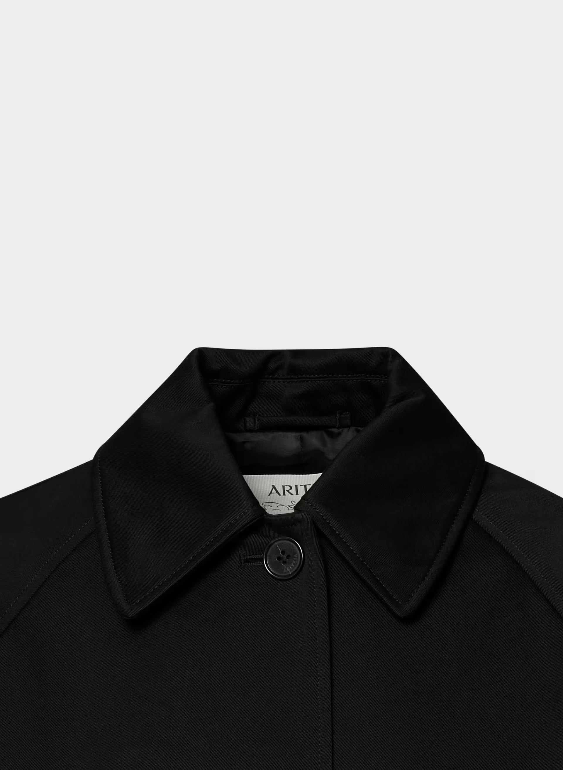 The Regent Short Trench Coat - Rich Twill - BLACK
