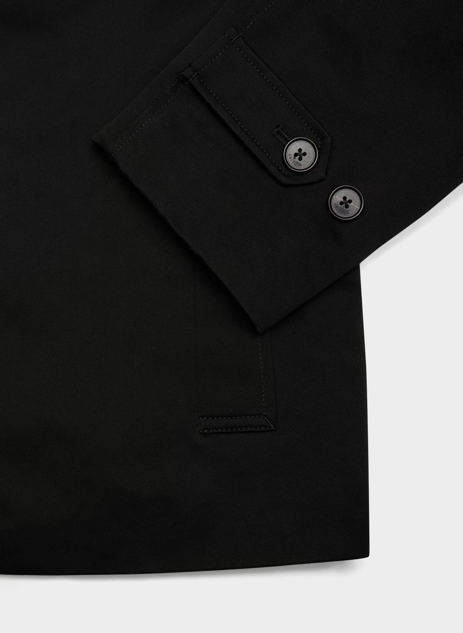 The Regent Short Trench Coat - Rich Twill - BLACK