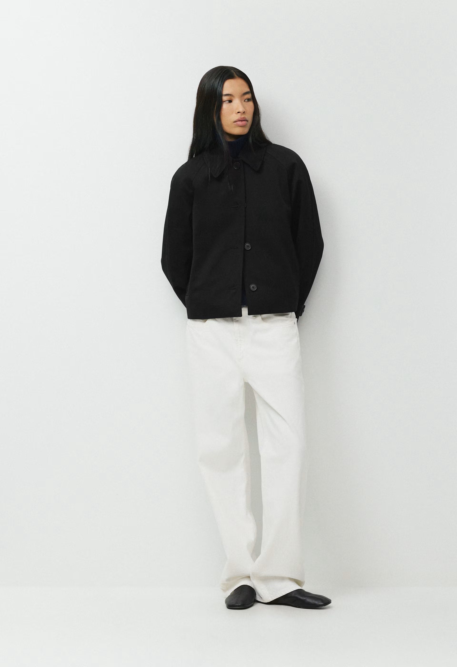 The Regent Short Trench Coat - Rich Twill - BLACK