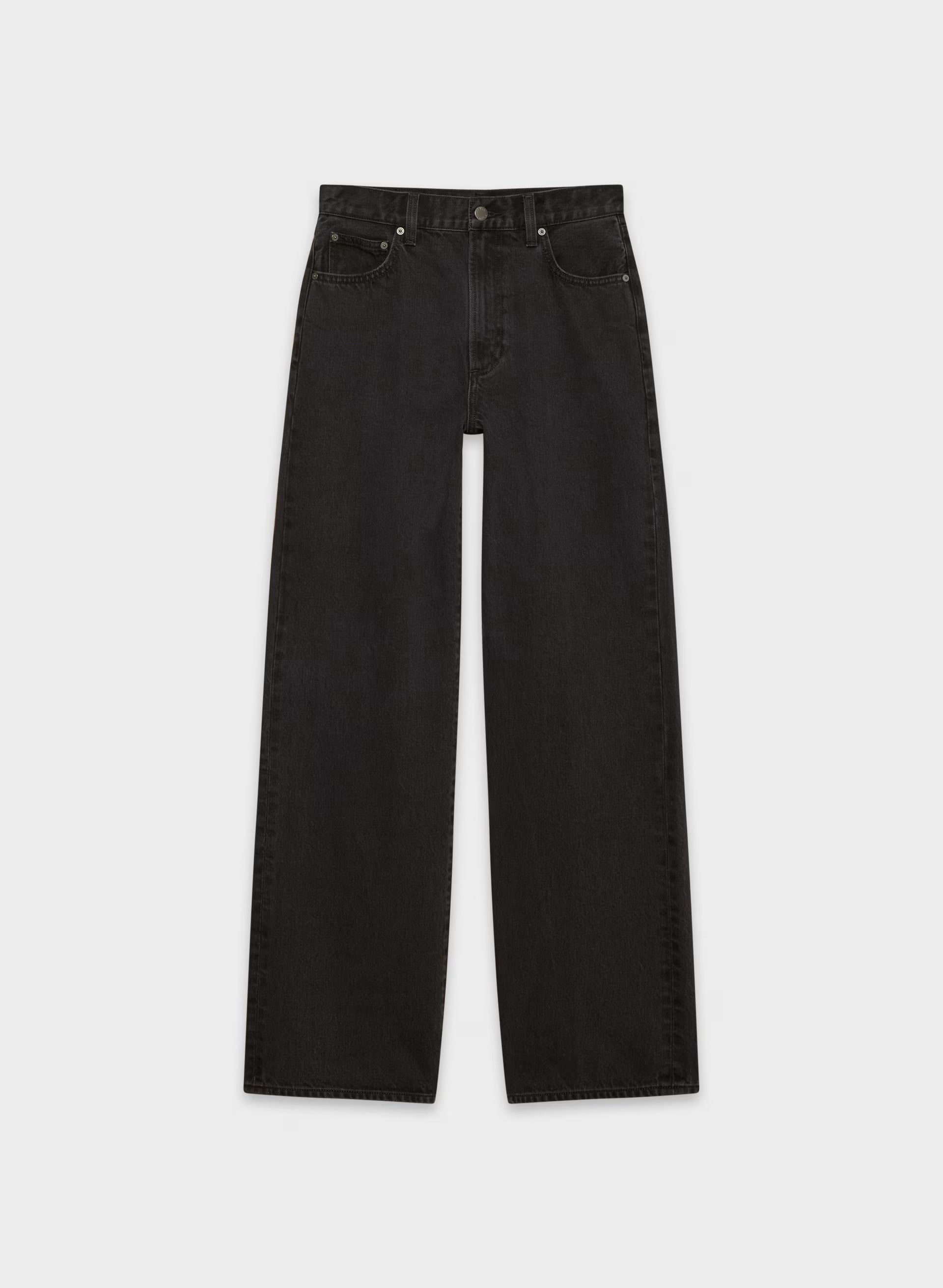 Denim Forum The Farrah Hi-Rise Wide Jean - BLACK EYELINER