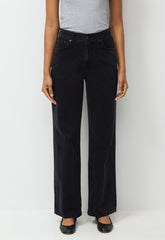 Denim Forum The Farrah Hi-Rise Wide Jean - BLACK EYELINER