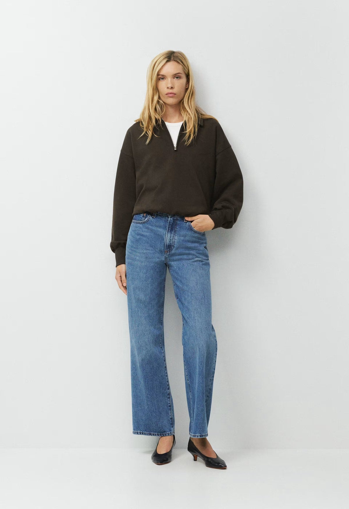 Denim Forum The Farrah Hi-Rise Wide Jean - 5 YRS KISS N TELL BLEU