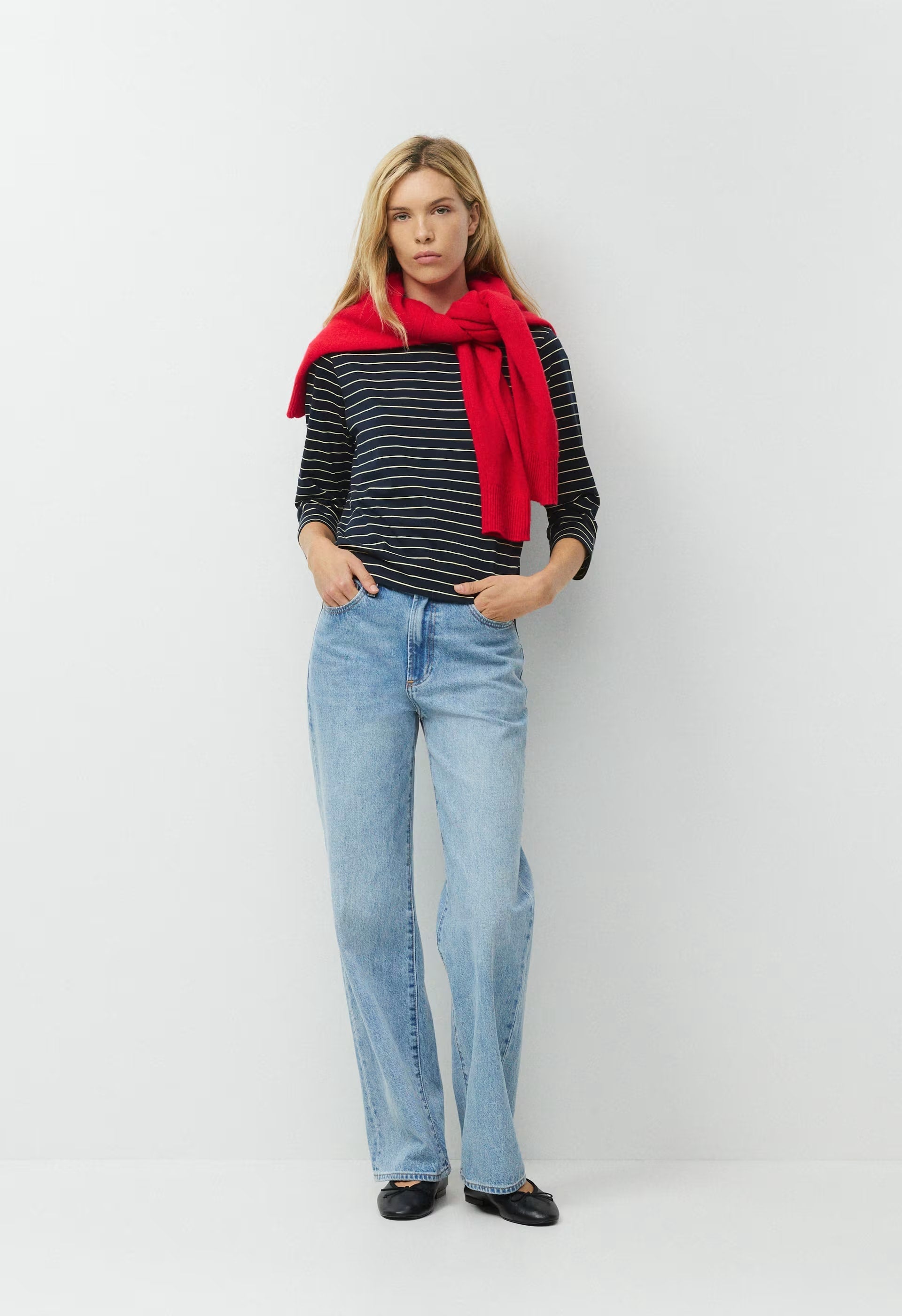 Denim Forum The Farrah Hi-Rise Wide Jean - NO-STRESS DARK BLUE