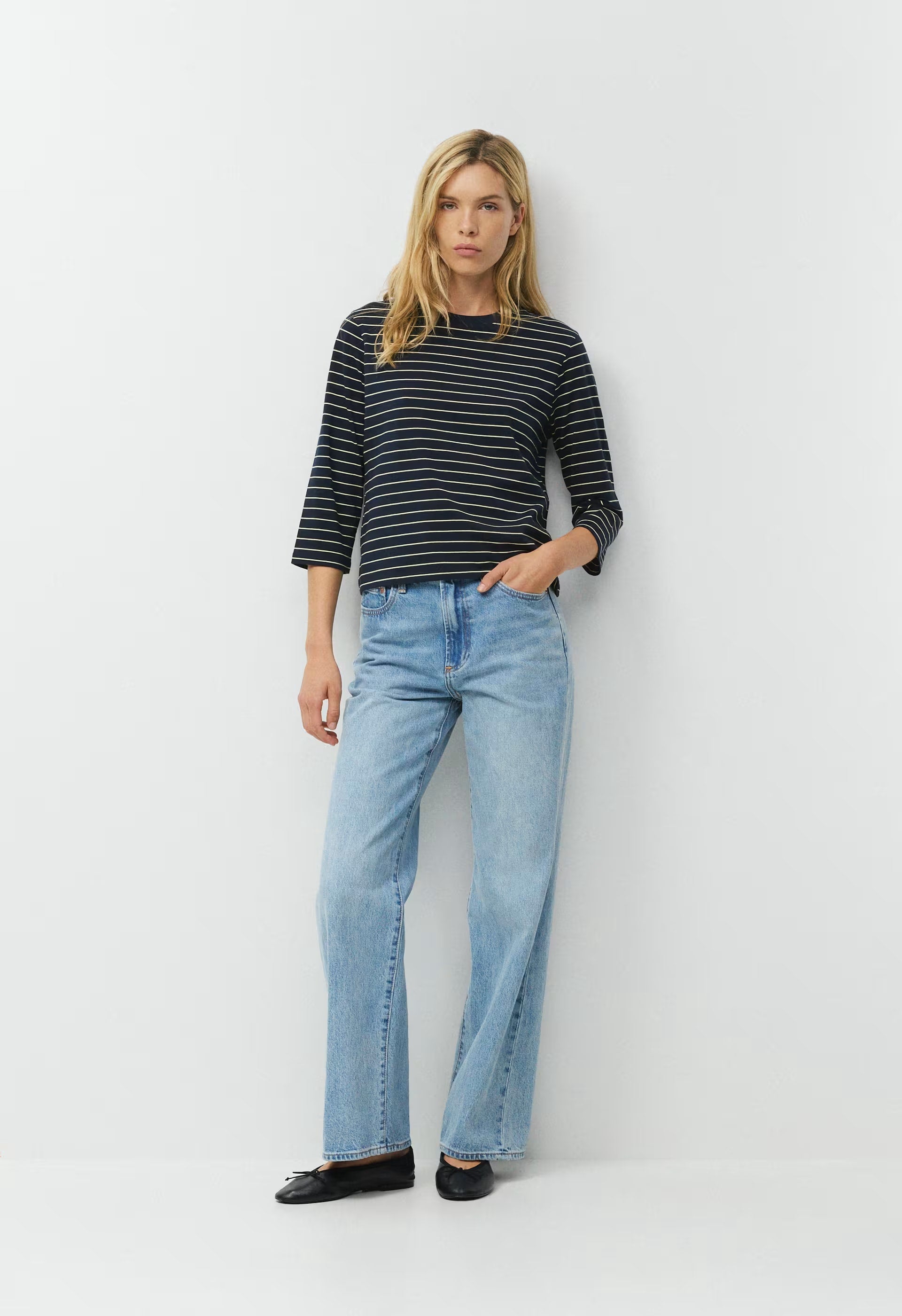 Denim Forum The Farrah Hi-Rise Wide Jean - NO-STRESS DARK BLUE