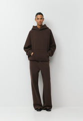 Cozy Sweatfleece Boyfriend Wide Sweatpant - RICH MOCHA BROWN