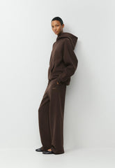 Cozy Sweatfleece Boyfriend Wide Sweatpant - RICH MOCHA BROWN