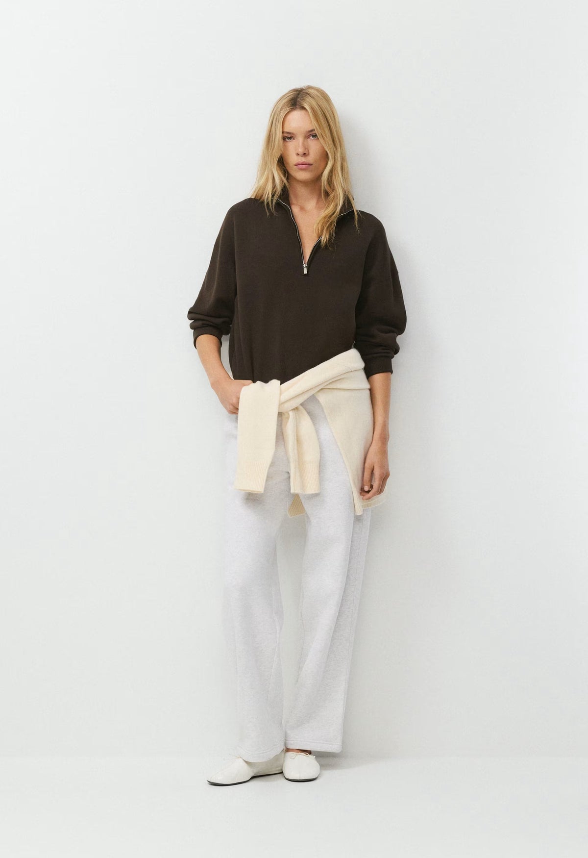 Cozy Sweatfleece Boyfriend Wide Sweatpant - HEATHER CLOUD WHITE