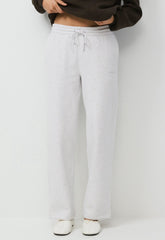 Cozy Sweatfleece Boyfriend Wide Sweatpant - HEATHER CLOUD WHITE