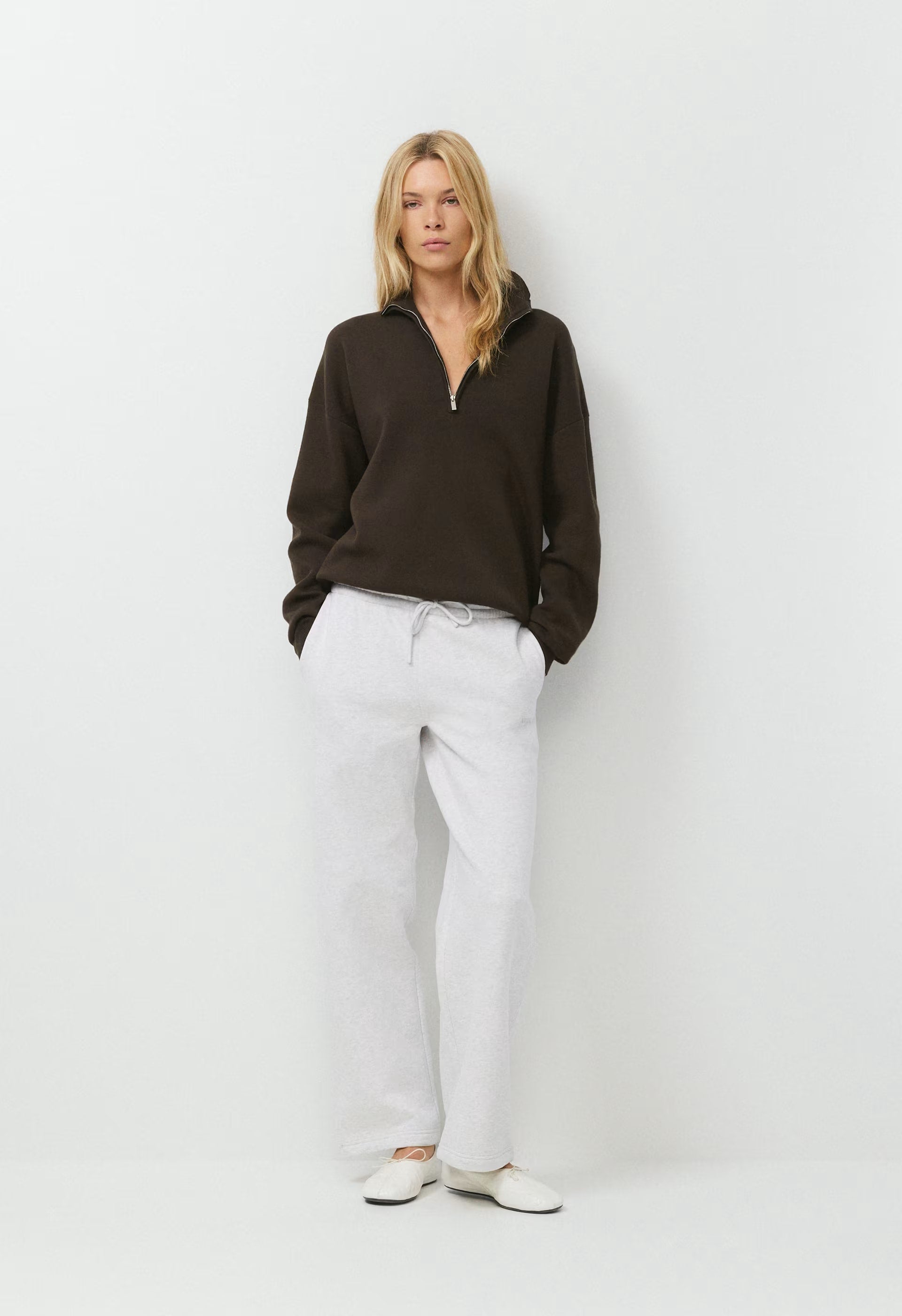 Cozy Sweatfleece Boyfriend Wide Sweatpant - HEATHER CLOUD WHITE