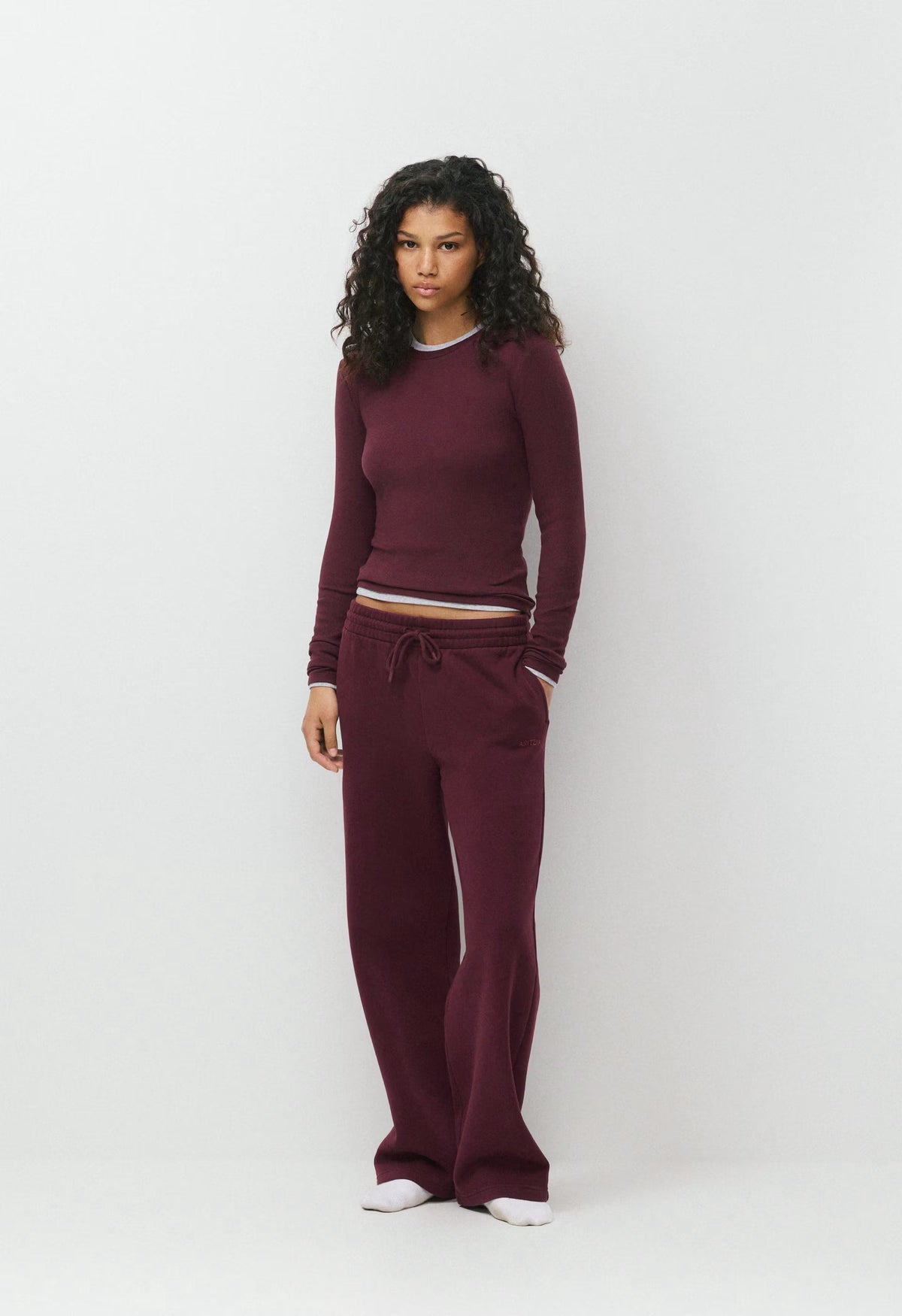 Cozy Sweatfleece Boyfriend Wide Sweatpant - GALA PLUM