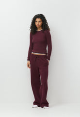 Cozy Sweatfleece Boyfriend Wide Sweatpant - GALA PLUM