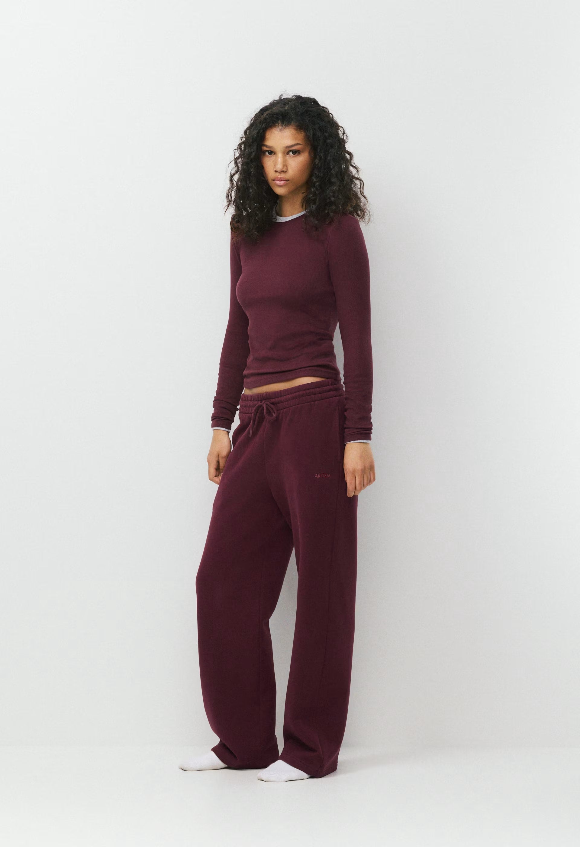 Cozy Sweatfleece Boyfriend Wide Sweatpant - GALA PLUM