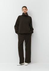 Cozy Sweatfleece Boyfriend Wide Sweatpant - CACAO NIB BROWN