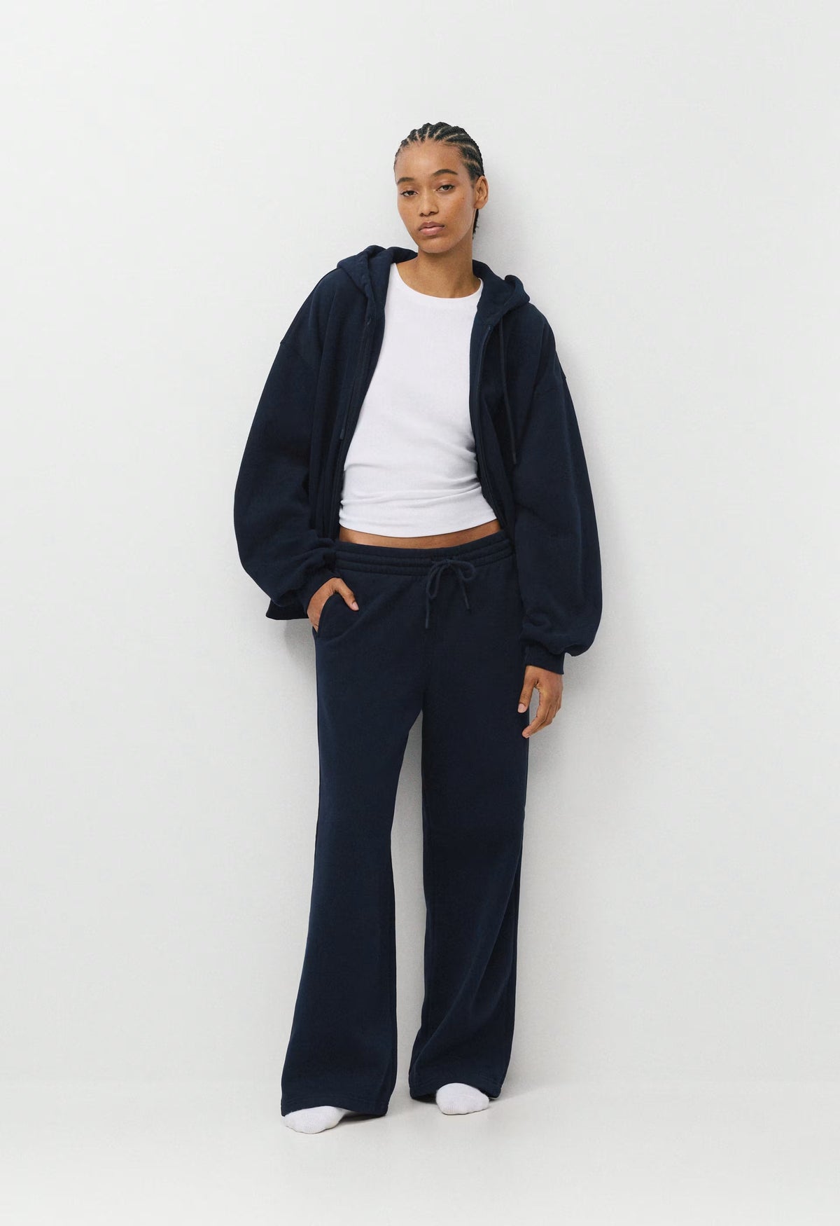 Cozy Sweatfleece Boyfriend Wide Sweatpant - ADMIRAL NAVY