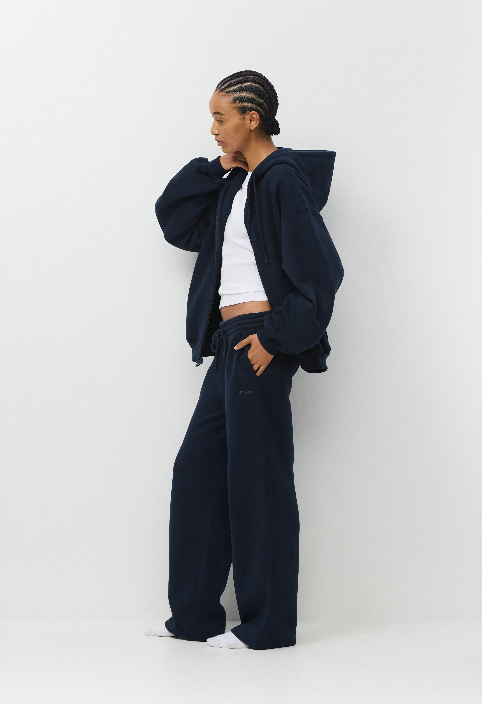 Cozy Sweatfleece Boyfriend Wide Sweatpant - ADMIRAL NAVY