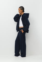 Cozy Sweatfleece Boyfriend Wide Sweatpant - ADMIRAL NAVY