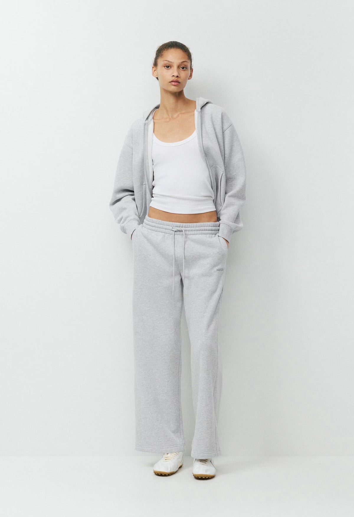 Cozy Sweatfleece Boyfriend Wide Sweatpant - HEATHER CHROME