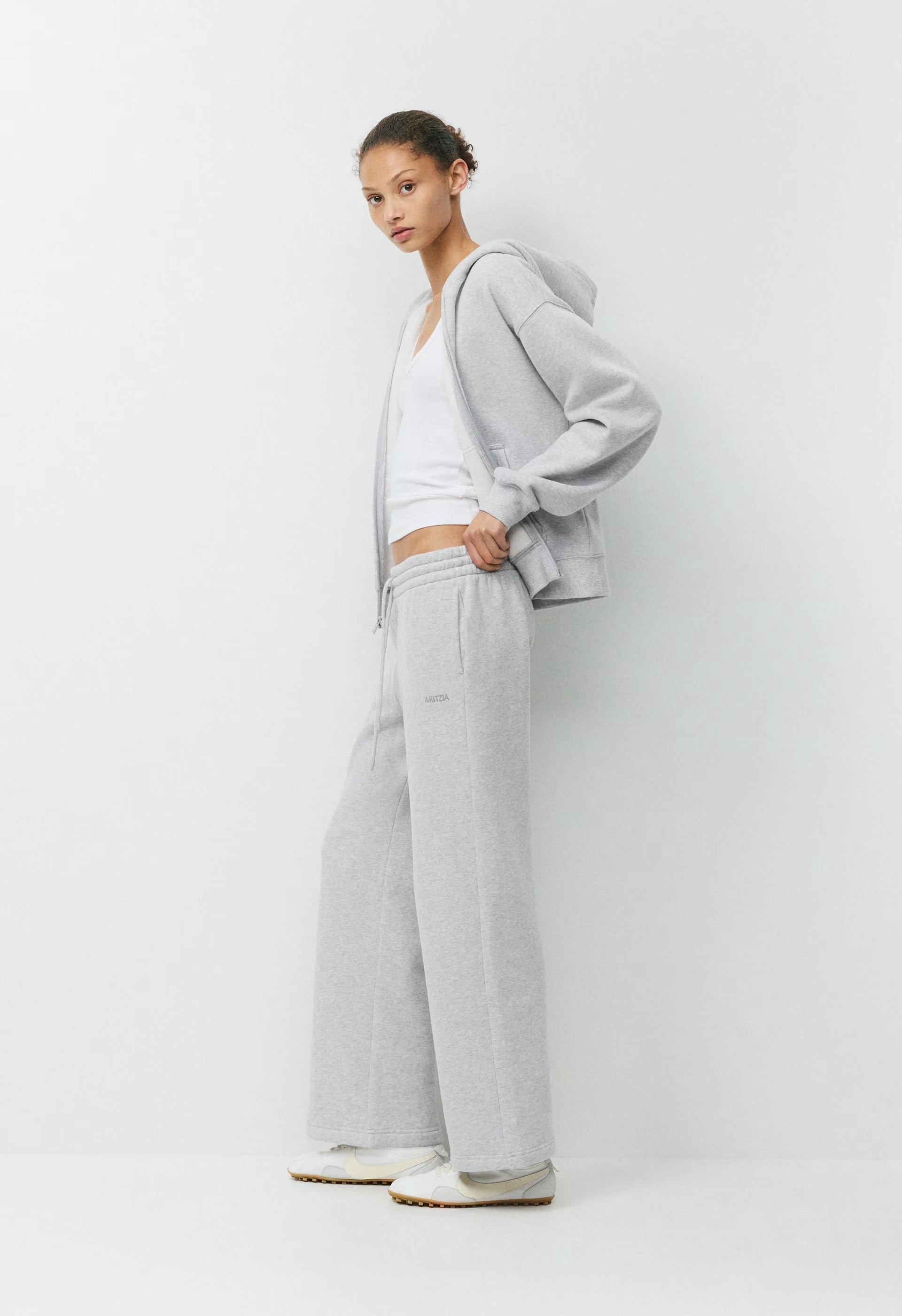Cozy Sweatfleece Boyfriend Wide Sweatpant - HEATHER CHROME