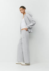 Cozy Sweatfleece Boyfriend Wide Sweatpant - HEATHER CHROME