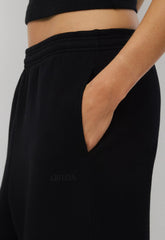 Cozy Sweatfleece Boyfriend Barrel Sweatpant - BLACK