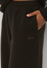 Cozy Sweatfleece Boyfriend Barrel Sweatpant - CACAO NIB BROWN