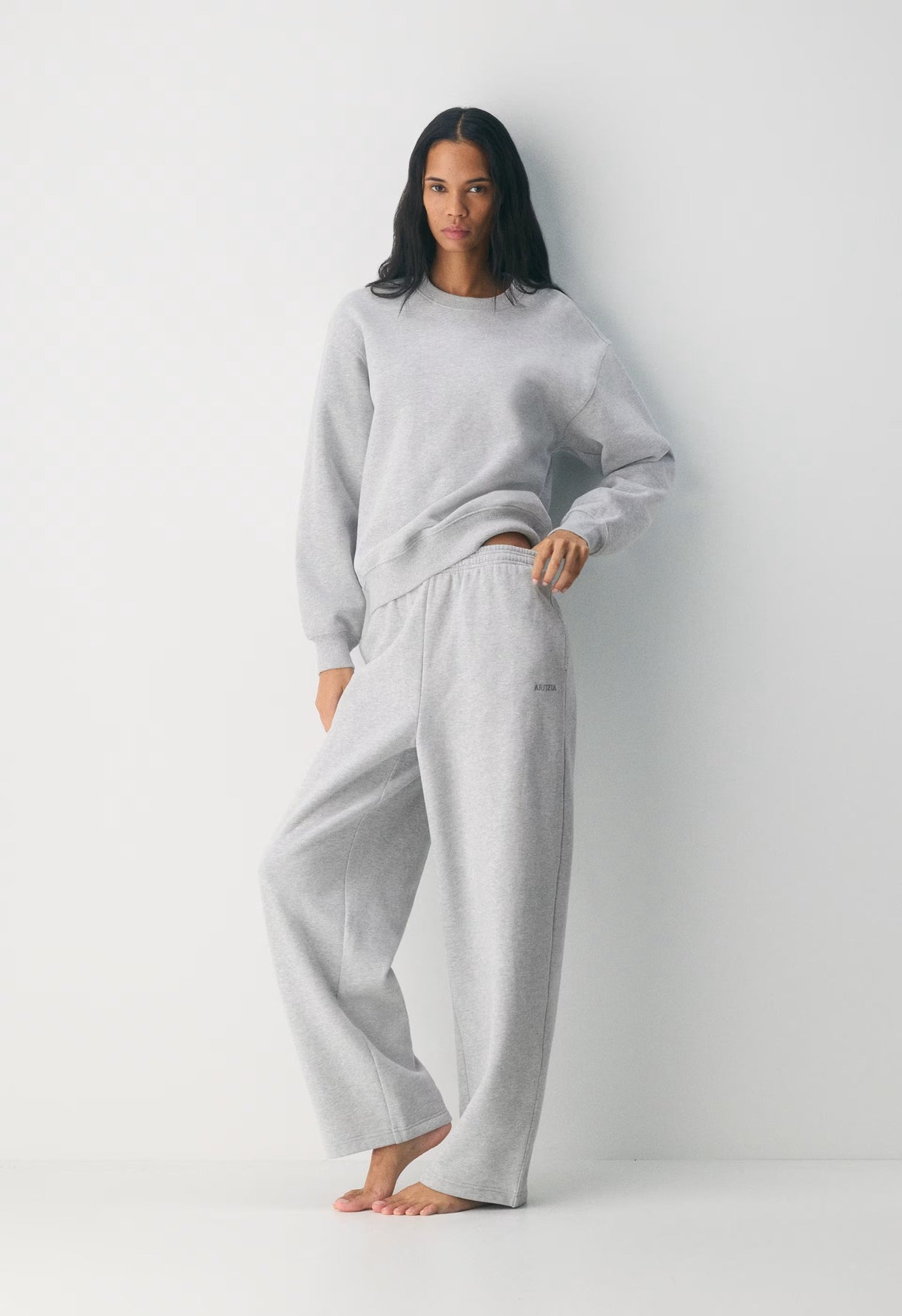 Cozy Sweatfleece Boyfriend Barrel Sweatpant - HEATHER CHROME