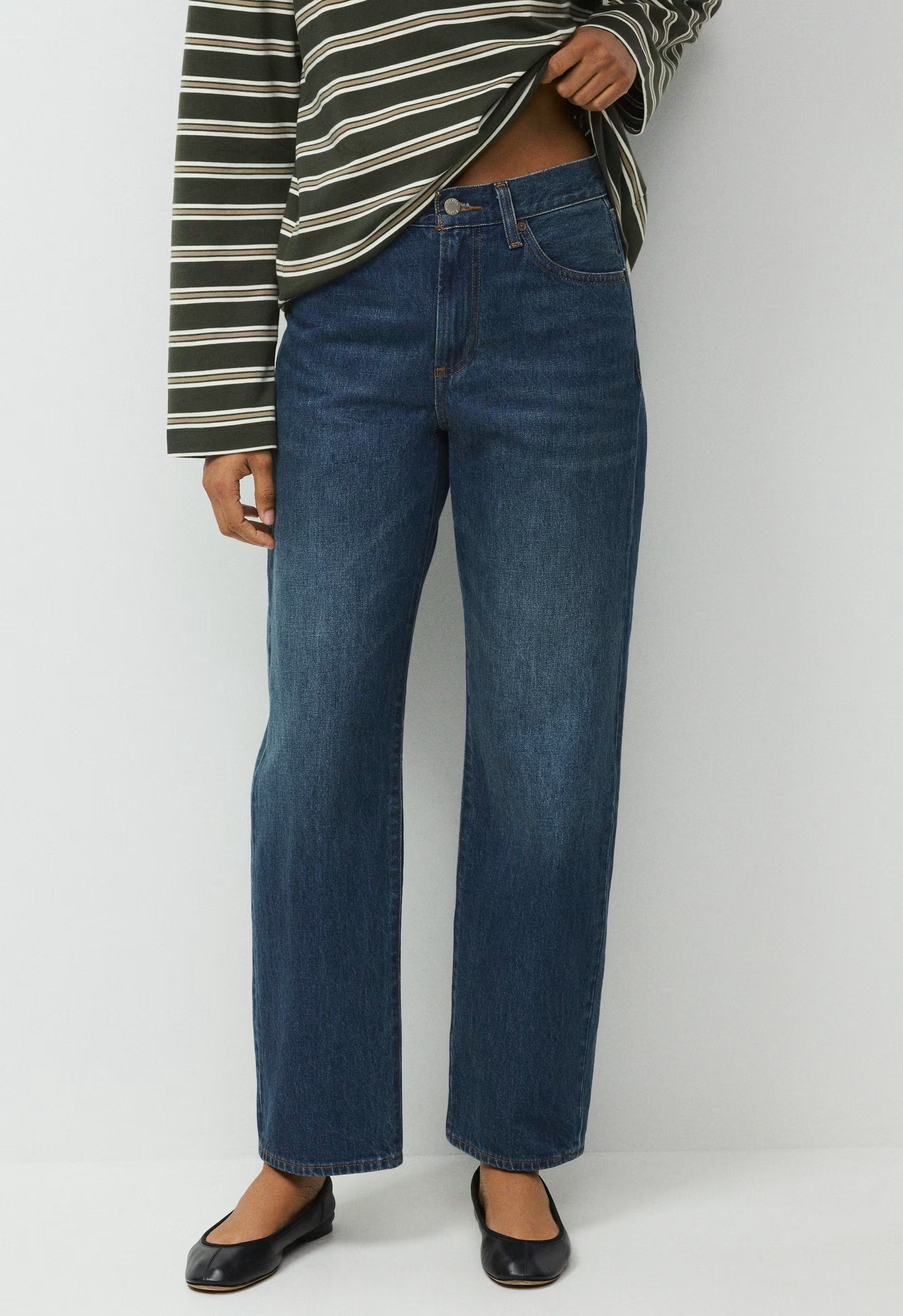 Denim Forum The '90s Marlo Hi-Rise Baggy Jean - BE ABOUT DARK BLEU