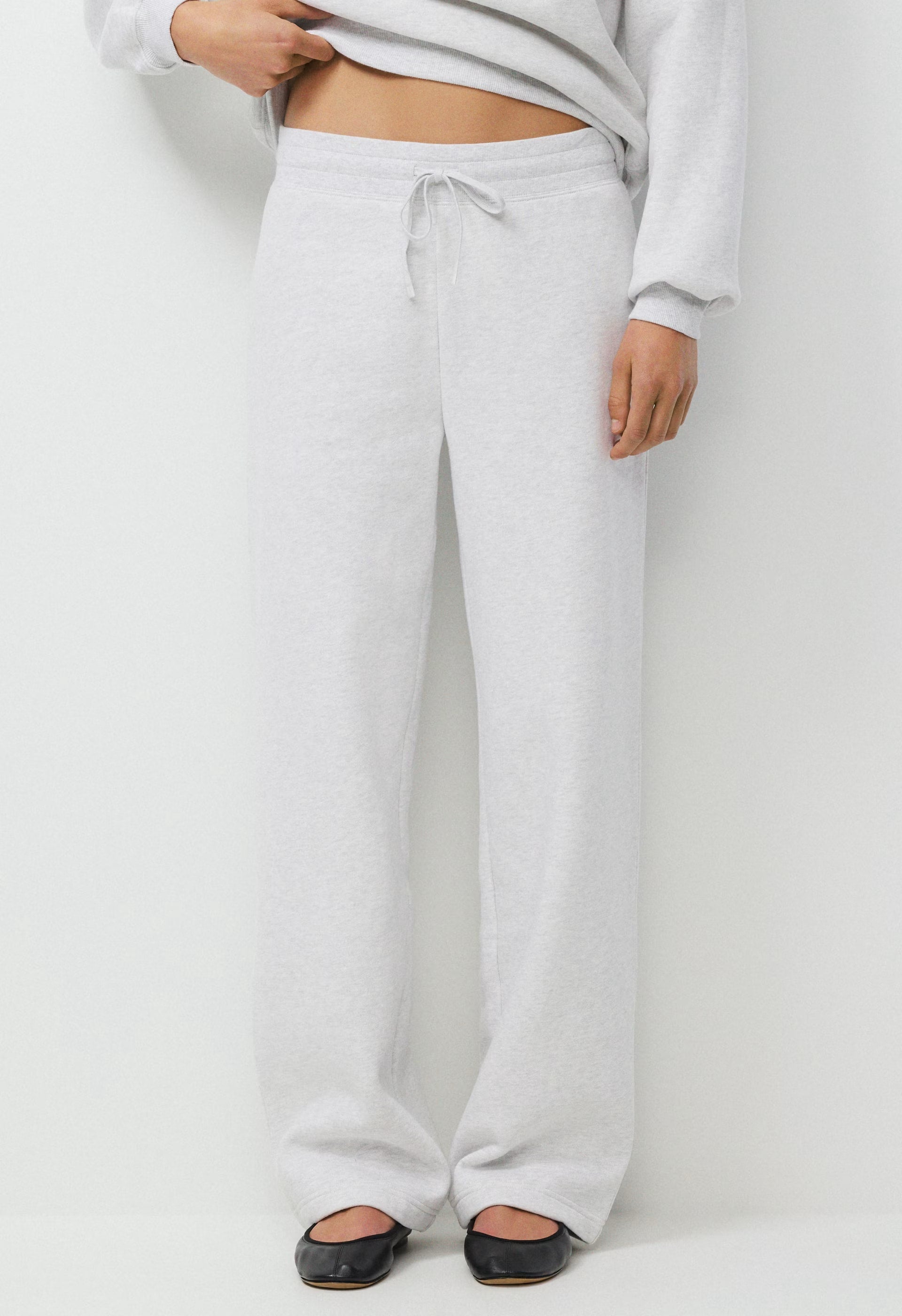 Cozy Sweatfleece Perfect Banded Sweatpant - HEATHER CLOUD WHITE