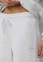Cozy Sweatfleece Perfect Banded Sweatpant - HEATHER CLOUD WHITE