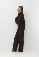 Cozy Sweatfleece Perfect Banded Sweatpant - CACAO NIB BROWN