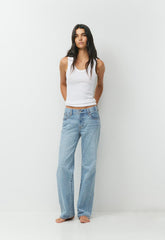 Denim Forum The Farrah Lo-Rise Wide Jean - 7 YRS BLEU TABOO