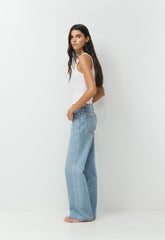 Denim Forum The Farrah Lo-Rise Wide Jean - 7 YRS BLEU TABOO