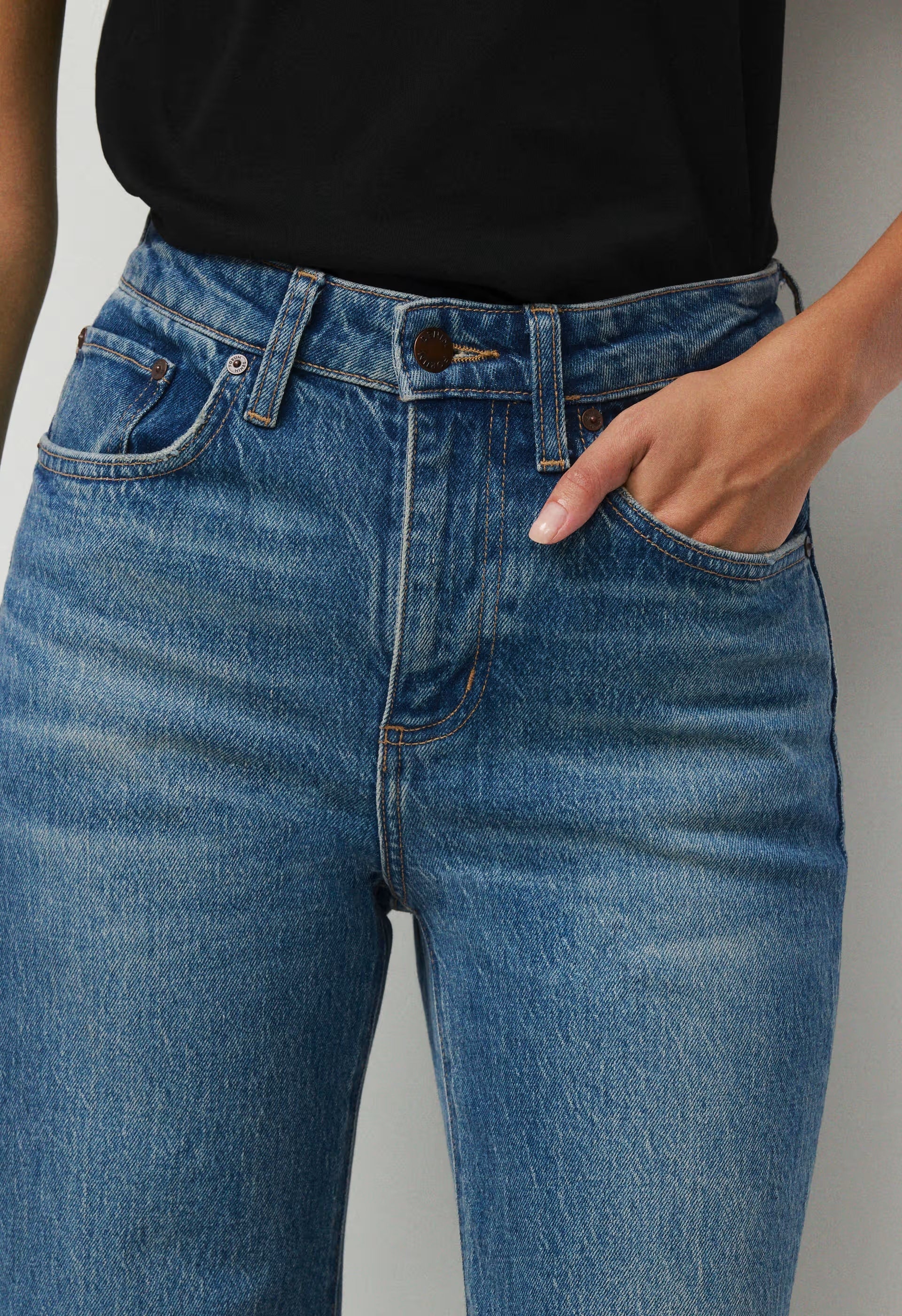 Denim Forum Remy Hi-Rise Wide Jean - VINTAGE MEDIUM BLUE