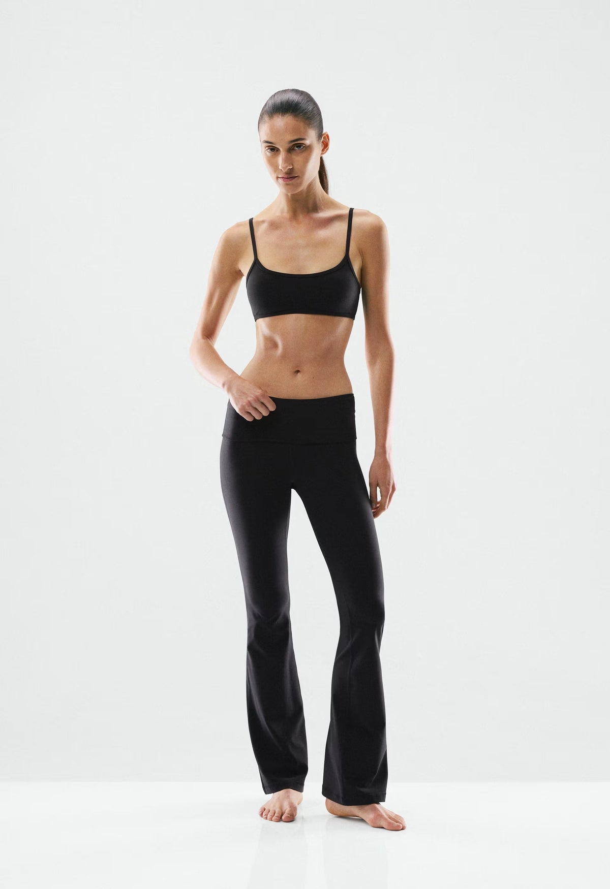 BUTTER Foldover Flare 32 Legging - BLACK