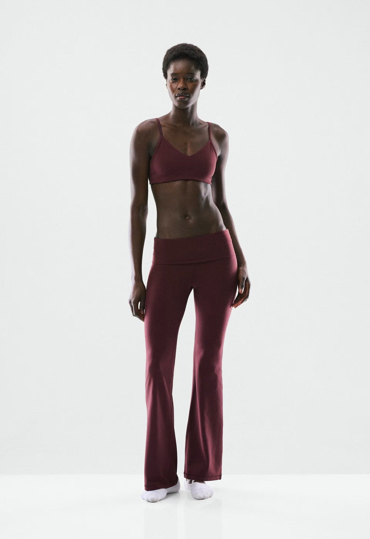 BUTTER Foldover Flare 32 Legging - GALA PLUM