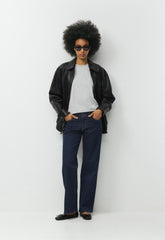 Denim Forum Salma Super Lo-Rise Straight Jean - NO-STRESS DARK BLUE