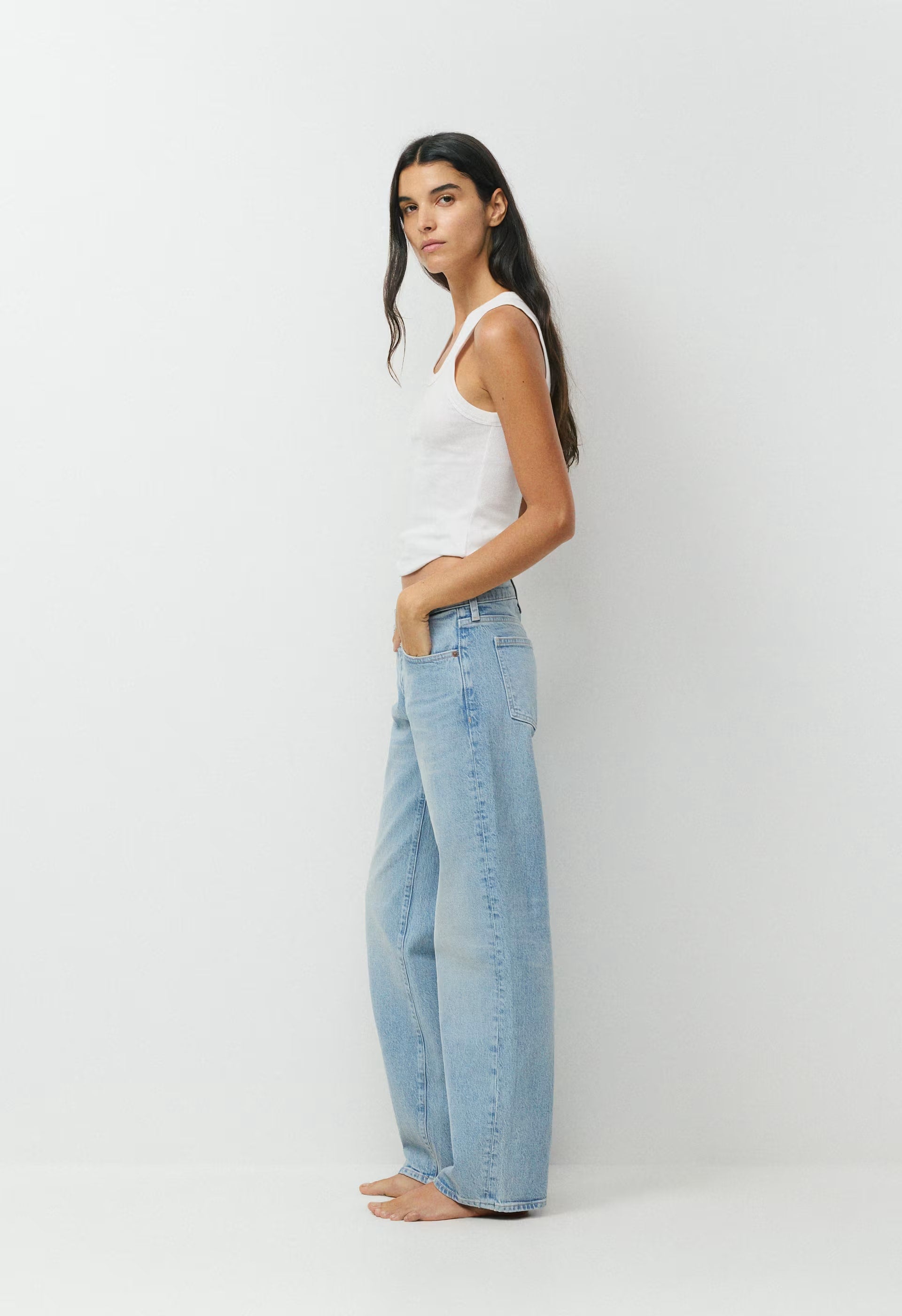 Denim Forum Salma Super Lo-Rise Straight Jean - VINTAGE LIGHT BLUE
