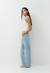 Denim Forum Salma Super Lo-Rise Straight Jean - VINTAGE LIGHT BLUE