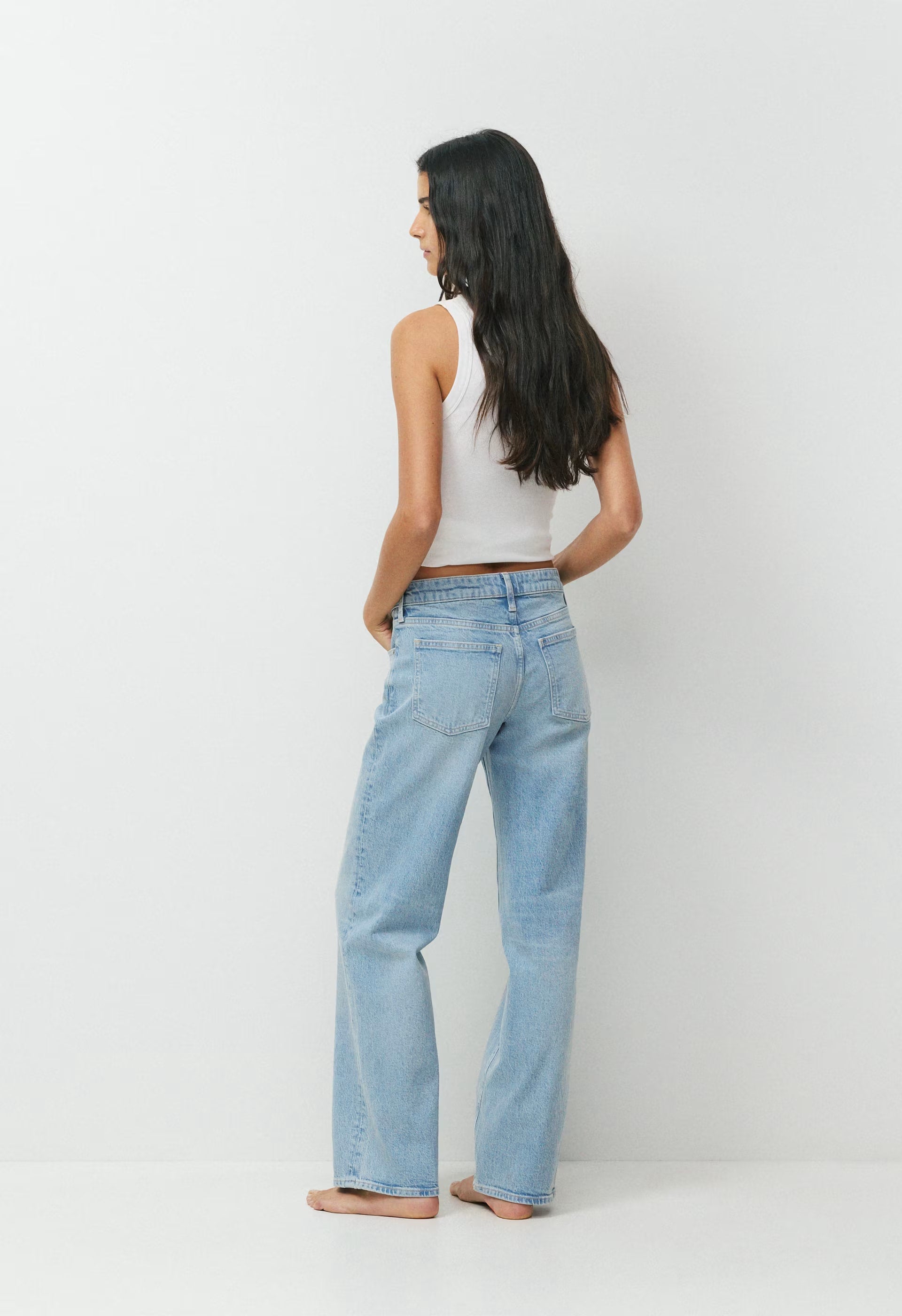 Denim Forum Salma Super Lo-Rise Straight Jean - VINTAGE LIGHT BLUE