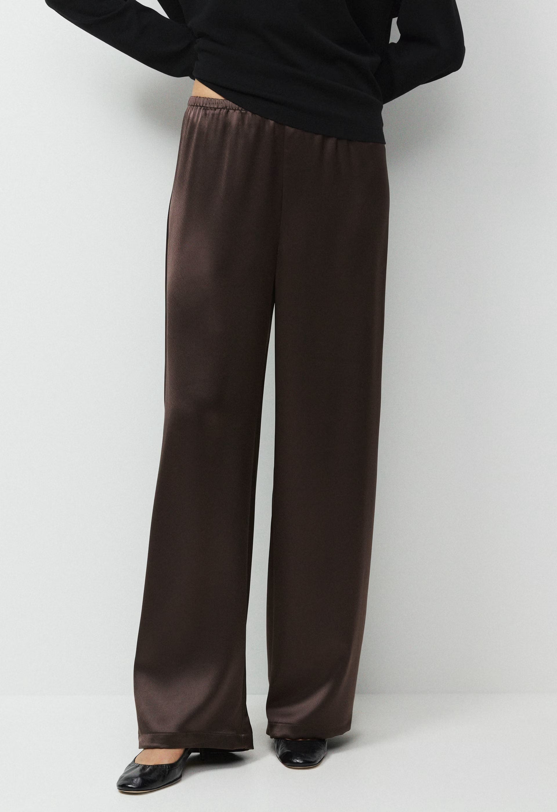 Archer Satin Pant - RICH MOCHA BROWN