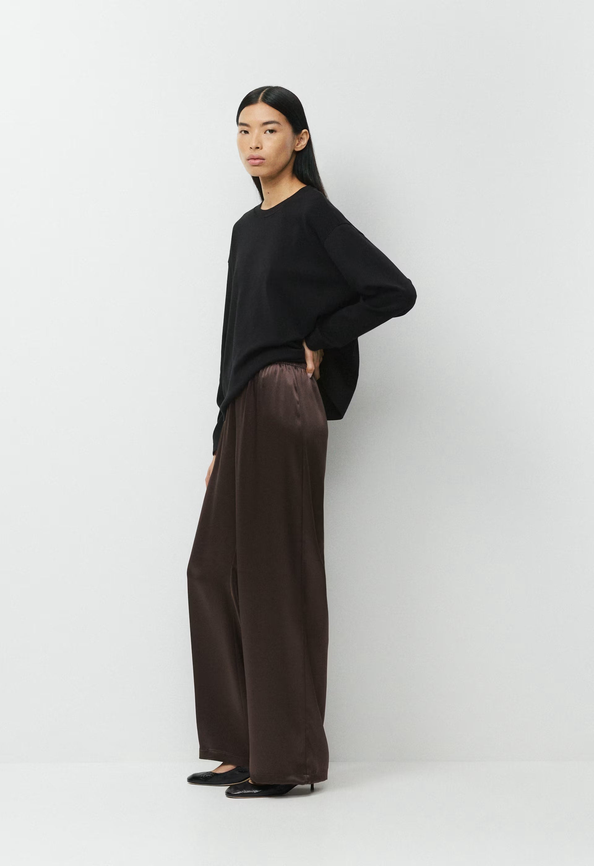 Archer Satin Pant - RICH MOCHA BROWN