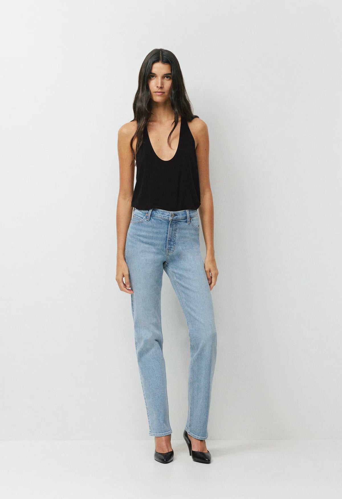 Denim Forum The ‘90s Snatched Hi-Rise Straight Jean - 7 YRS BLEU TABOO