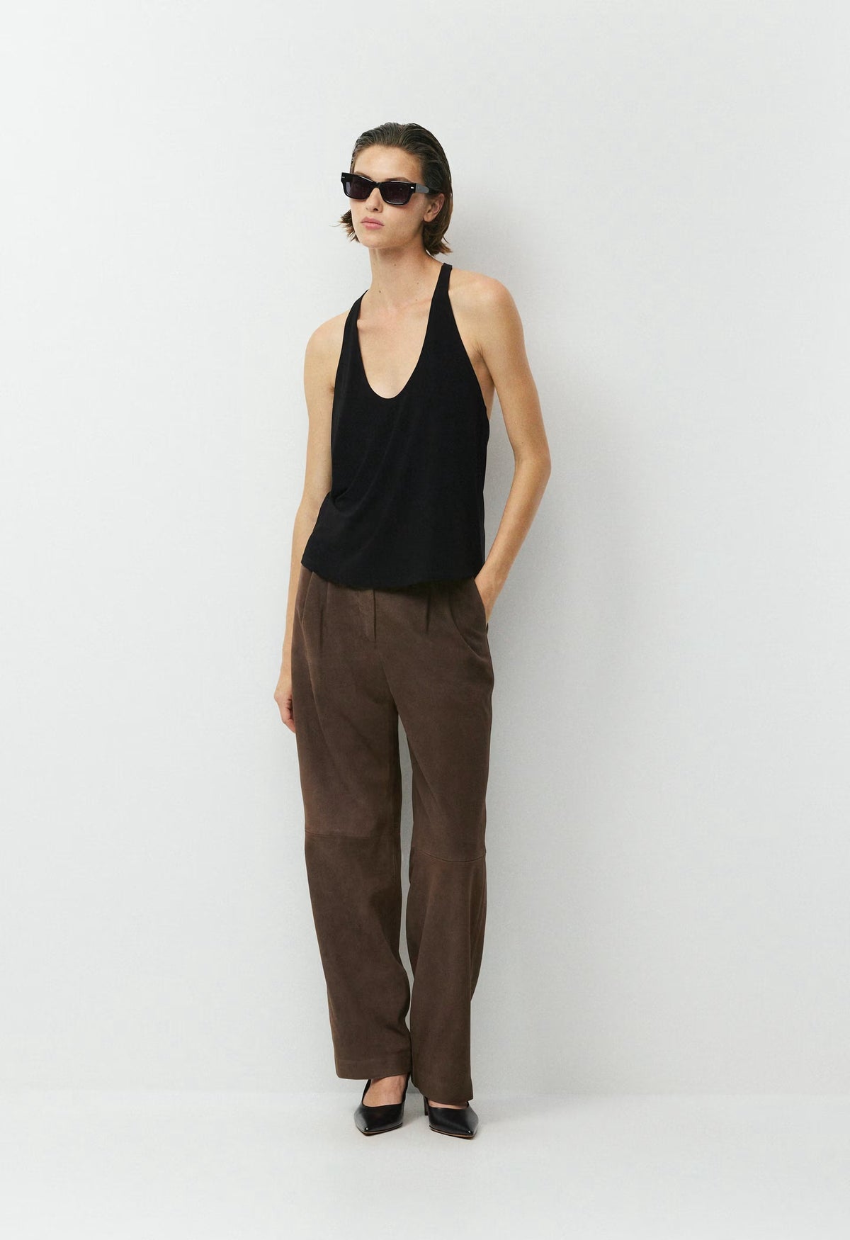 Vivian Pant - Suede - DARK CHOCOLATE