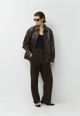 Vivian Pant - Suede - CACAO NIB BROWN