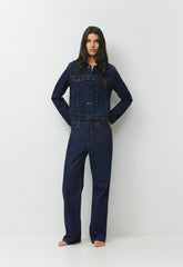 Denim Forum The Farrah Hi-Rise Wide Jean - NO-STRESS DARK BLUE