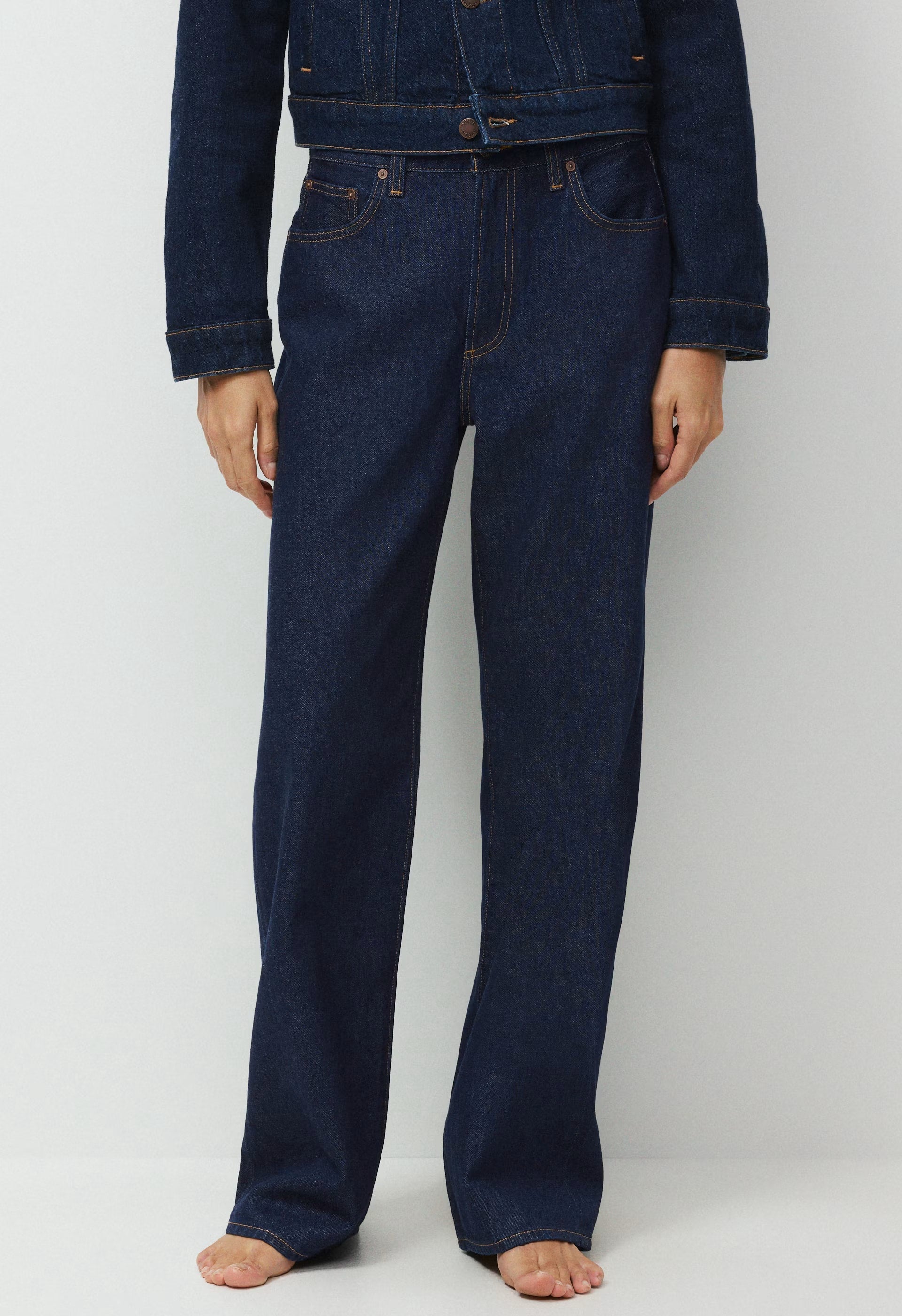 Denim Forum The Farrah Hi-Rise Wide Jean - NO-STRESS DARK BLUE